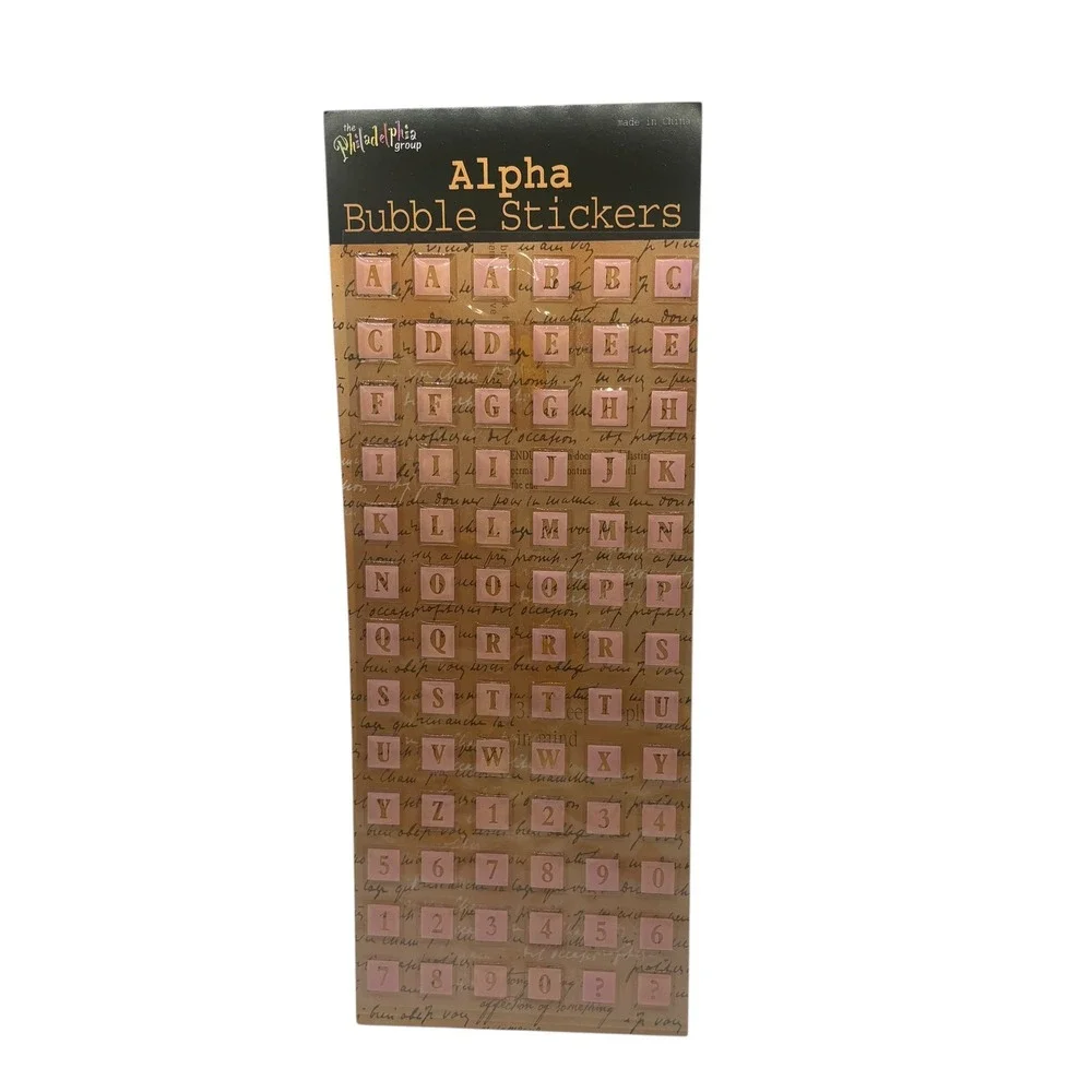 The Philadelphia Group Alpha Bubble Stickers 8 Sheets Multi Color Vintage Script